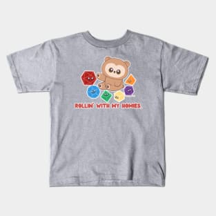 Rollin' with my Homies! (Owlbear // D20 // Polyhedral Dice) Kids T-Shirt